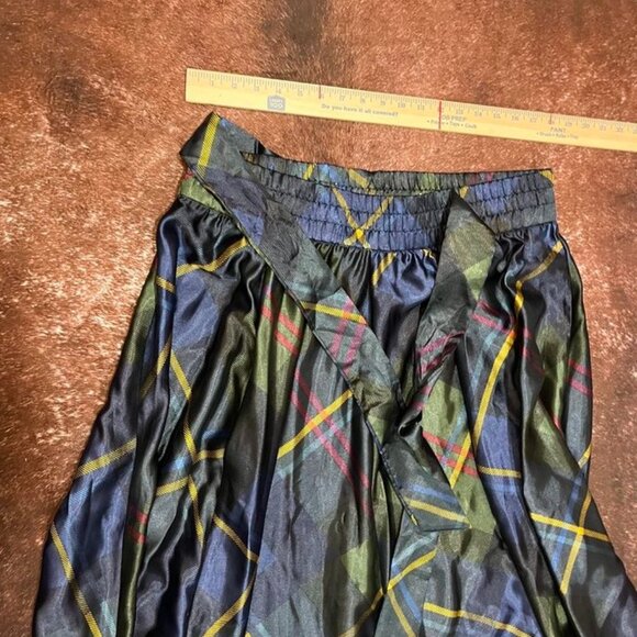 Cato Plaid Midi Skirt Navy Green Yellow Tartan Wrap Style XL - Picture 4 of 7